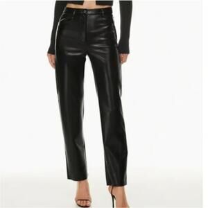 Wilfred The Melina Vegan Leather Pants Black Mid Rise Straight Leg Stretch Sz 00